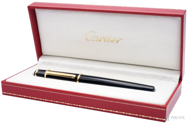 Cartier, penna biro Diablo, cm 14.3, mancante pennino, entro scatola originale, con allegata garanzia