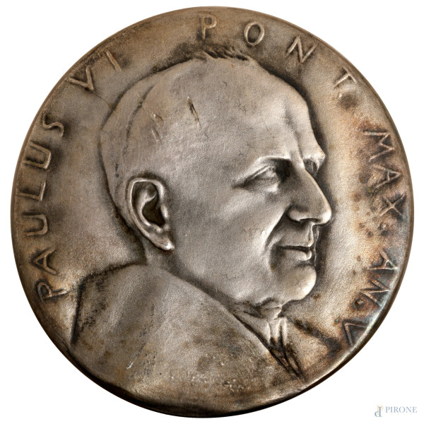 Lotto di 15 medaglie in argento dello Stato Pontificio, misura massima diametro cm 4,5, peso tota...