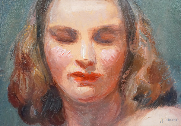 Nudo di donna, olio su cartone, cm 27x19, entro cornice