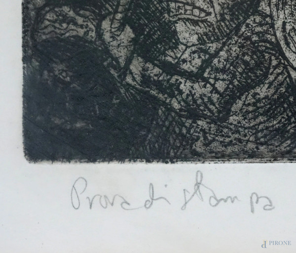 Carnevale, multiplo su carta, cm 27x36,5 circa, entro cornice.