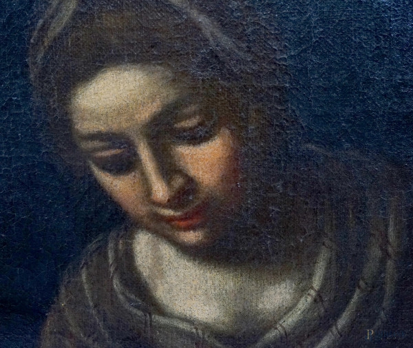 Scuola toscana del XVII secolo, Figura femminile, olio su tela, cm 89x67, entro cornice