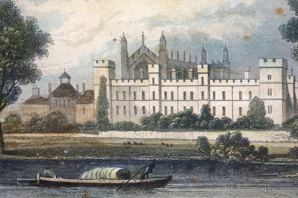 Lotto di tre stampe raffiguranti vedute inglesi, cm 14,5x19, fine XIX secolo, entro cornici, (mac...