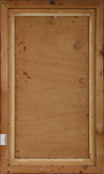 Norberto Proietti (Spello, 1927 – Spello, 2009),La coppia, olio su tavola, cm 75,5x39 entro corni...