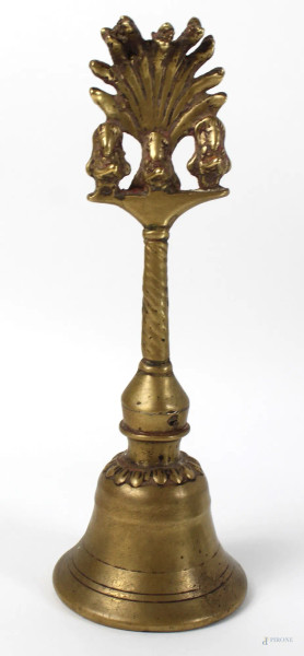 Campanello in bronzo, altezza cm. 22,5, XX secolo, (difetti).