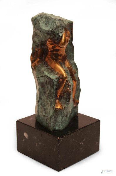 M. A. Gete, Le fatiche di Sisifo, multiplo in bronzo su base in marmo, 6/106, H 16 cm.