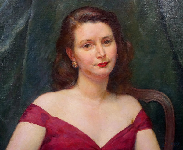 Ritratto di donna, olio su tela, cm 103x78, entro cornice