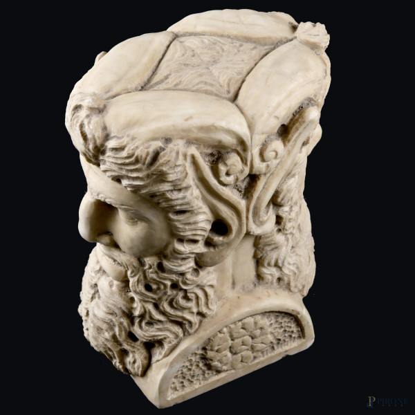 Giano bifronte, XIX-XX secolo, scultura in marmo, altezza cm 25