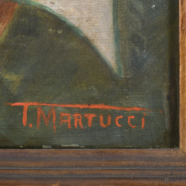 Coppia di dipinti raffiguranti vasi di fiori, olio su tela, misure massime cm 66,5x54, firmato in...