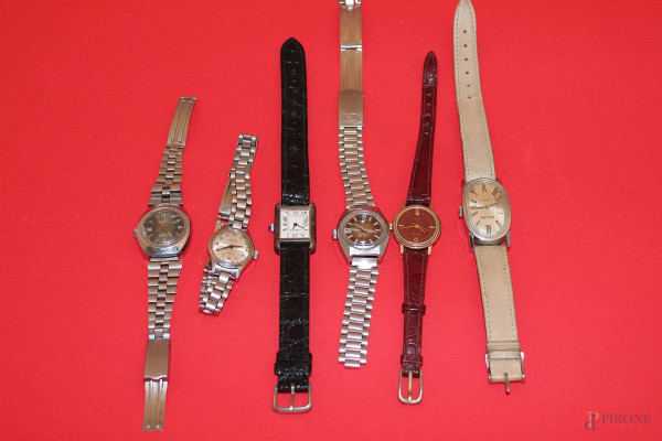 Lotto di sei orologi di marche diverse da donna(da revisionare).