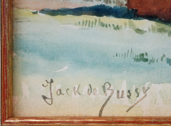 Covoni, acquarello su carta, cm 13,5x22 ca, firmato Jack De Bussy, entro cornice