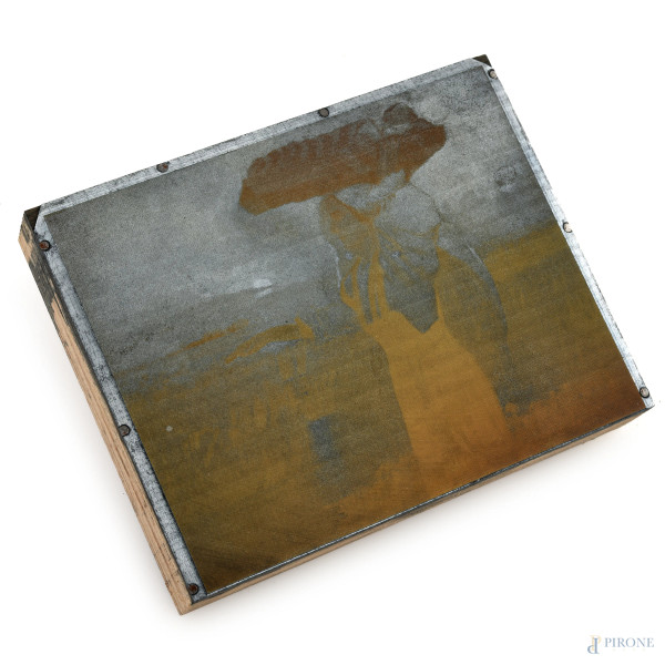 Dante Ricci - Malaria, matrice calcografica, cm 10x12,5, (segni di usura).