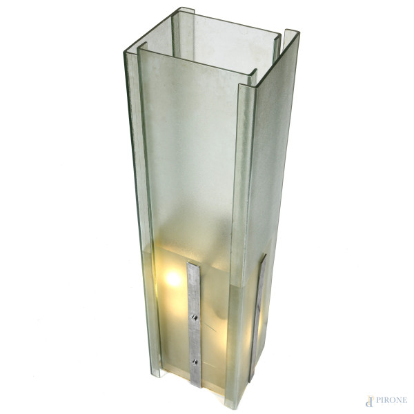 Giorgio Reggiori, Lampada da terra in vetro e metallo. Produzione Fontanarte anni Settanta, cm 12...