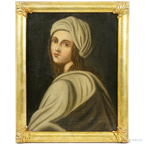 Ritratto di Beatrice Cenci (da Ginevra Cantofoli 1618-1672), sec. XIX-XX, olio su tela, cm 48,5x38, entro cornice