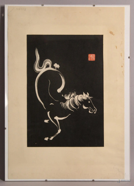 Eizan Kikukawa - Cavallo, stampa cm. 33x49.