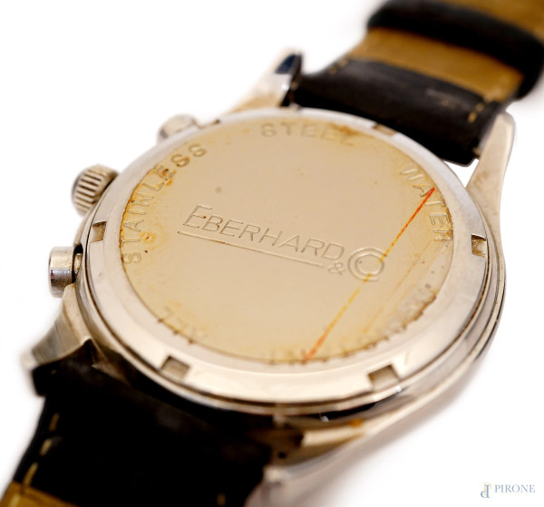 Orologio Eberhard Chronograph con cassa in acciaio e cinturino in pelle, cassa 36 mm, lunghezza c...