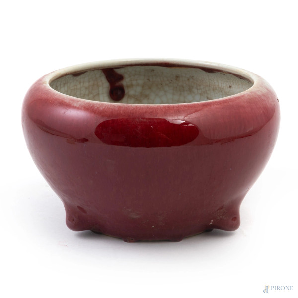 Ciotola in ceramica, Cina XX secolo, cm 9,5x16, (lievi segni di usura)