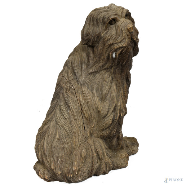Cane, XX secolo, scultura in legno, altezza cm 62, (fessurazioni, segni di usura)