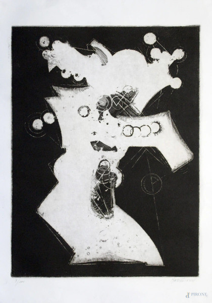 Umberto Mastroianni - Senza titolo, acquaforte N&#176;9/100, cm 70 x 50, difetti sulla carta a retro.
