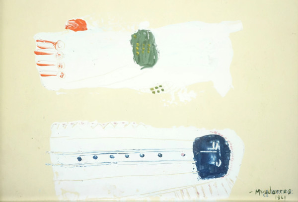 Senza titolo, tecnica mista su cartoncino, 1961, cm 16 x 23, entro cornice