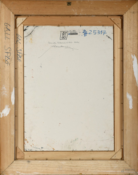 Adorno Bonciani (1920-), Coro della Cattedrale di Noto, tecnica mista su cartone, cm 69,5x50, tit...