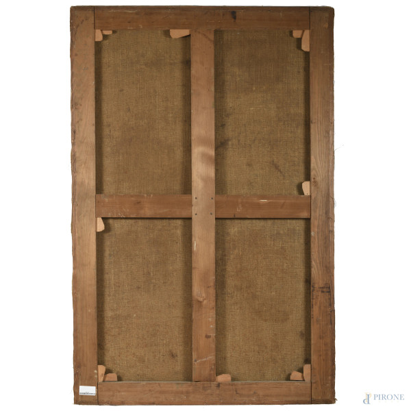 Morte di San Francesco Saverio, XVIII-XIX secolo, olio su tela, cm 142x92, (craquelure, sollevame...