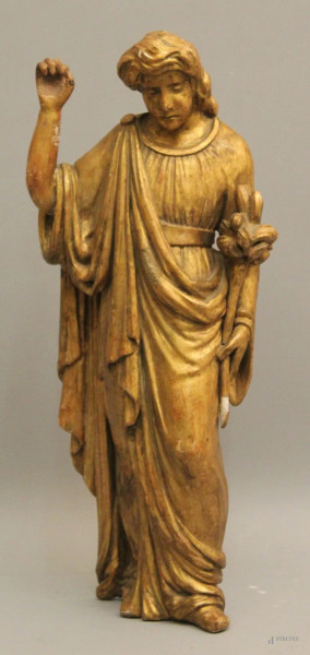 Santo, scultura in legno dorato, h. 62 cm, XIX sec.