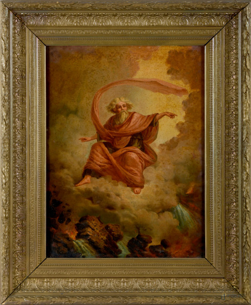 La Creazione, XIX secolo, olio su tela, cm, 61,5x41,5, entro cornice, (difetti)