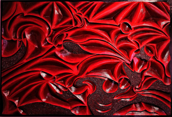 Iure Cormic (1957) "Le Grand Rouge", scultura bassorilievo in resina, cm 120 x 80 più cornice (3 cm circa per lato) . Pezzo unico, firmato al retro