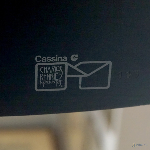 Tavolo con piano circolare Mackintosh per Cassina, anni 70, piano con parte centrale rotante e so...