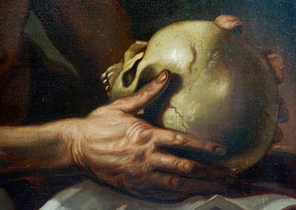 Hendrick Van Somer (Lokeren, 1607 – Napoli, 1656), San Girolamo in meditazione, olio su tela, cm ...