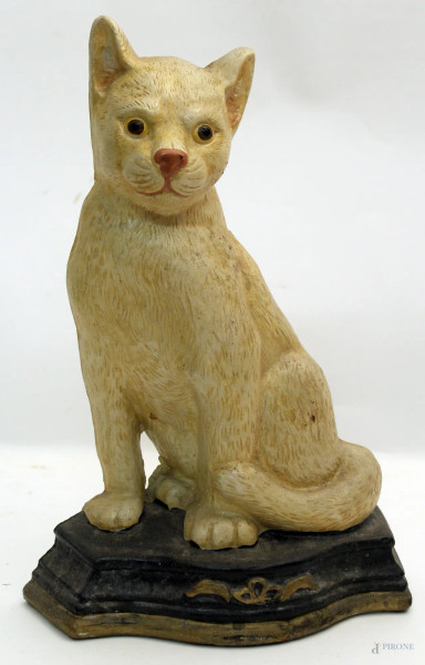 Fermaporta in ghisa a forma di gatto, h. 34 cm.