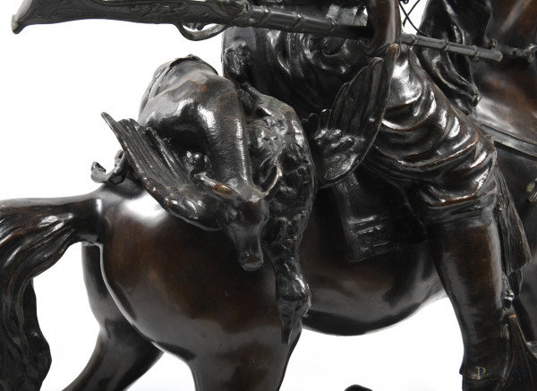 Alfred Barye (Parigi 1839-1882), Cacciatore arabo, fine XIX secolo, bronzo, cm 106x76x40, firmato...