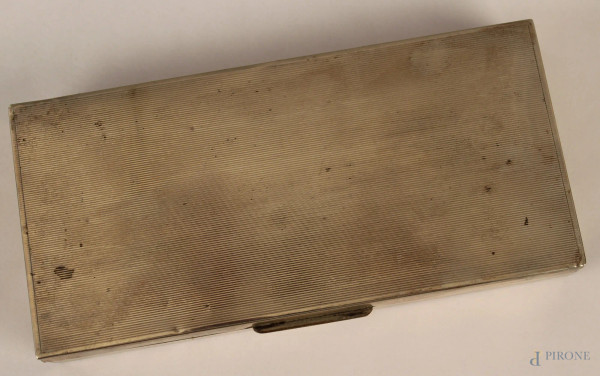 Scatola portasigari in legno rivestita in argento h cm 3x21x10.