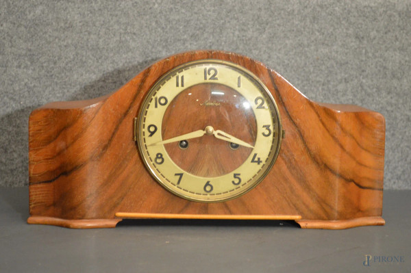 Orologio da camino in noce, primi 900, 42x20x12 cm