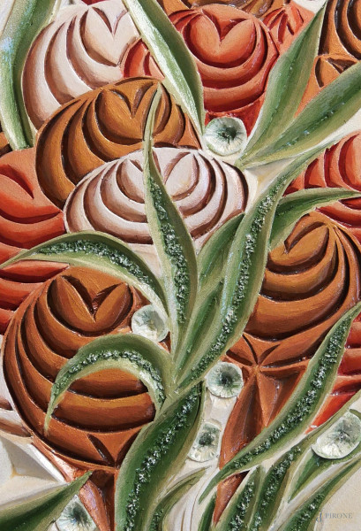 Iure Cormic, Pannello scultura in resina e acrilici, anno 2017 in cornice 50 x 82