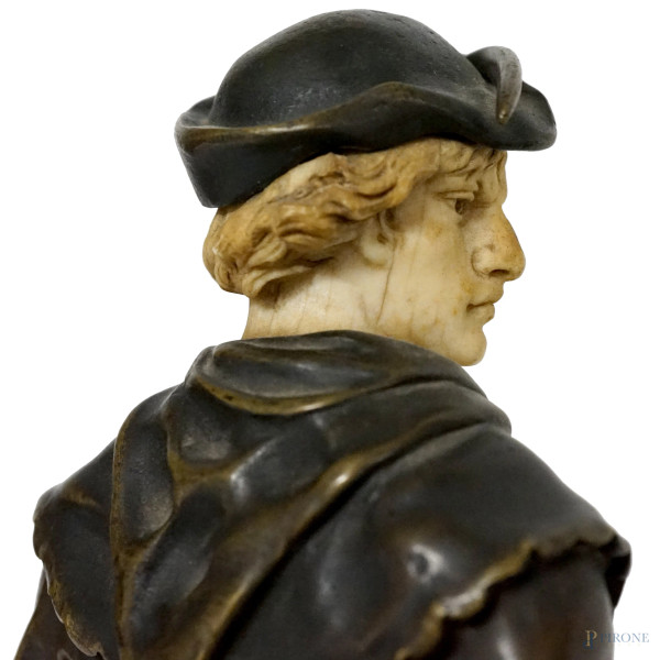 Escholier, scultura in bronzo, cm 36, (difetti)