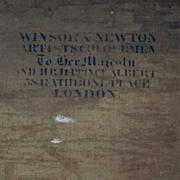 Pittore del XIX secolo, Ritratto di nobildonna, olio su tela, cm 110x84, entro cornice, (difetti)