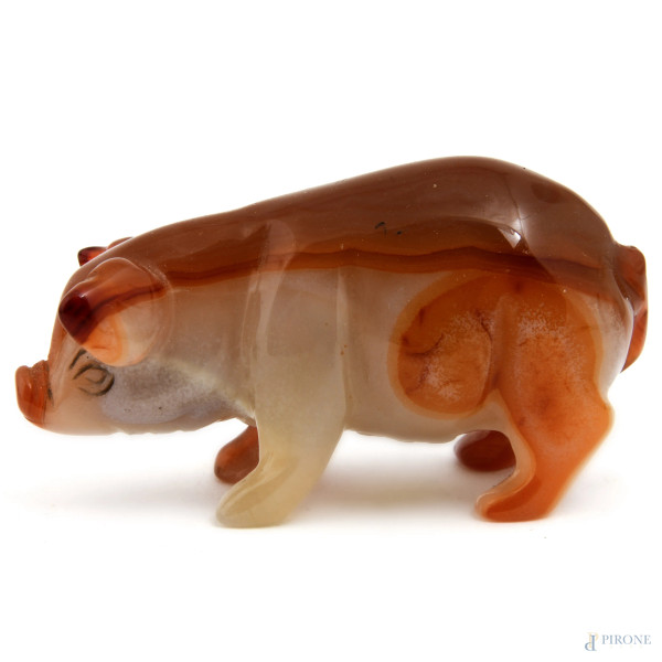 Lotto di quattro sculture in pietre dure, XX secolo, misura massima altezza cm 6,5