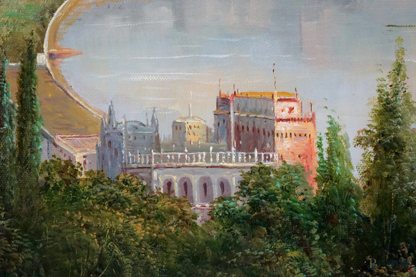 Veduta del Golfo di Napoli, olio su tela, XX secolo, cm 78x103, entro cornice