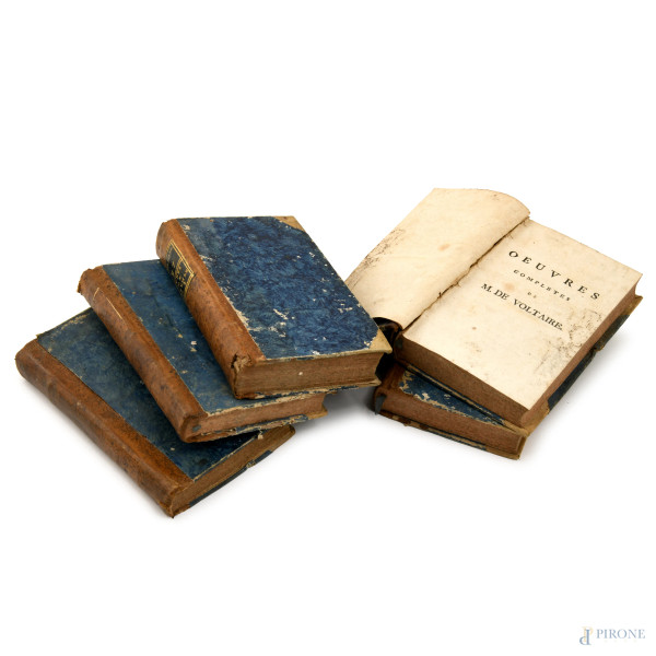 Ouvres Completes de M. de Voltaire, 100 voll., 1791-1792, (segni di usura, tracce di umidità, str...