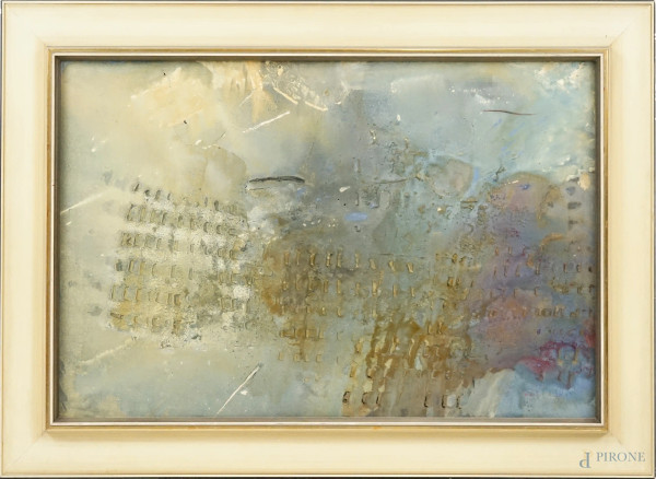 Louis Del Pizzo - Astratto, olio su tela, cm 60x90, firmato e datato a tergo, entro cornice