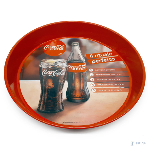 Coca Cola, vassoio vintage in latta, diametro cm 35