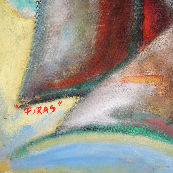 Senza titolo, olio su tela, firmato in basso a sinistra Piras, cm 70x100, entro cornice