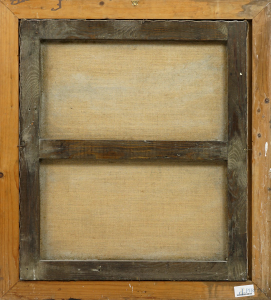 Madonna con Bambino, olio su tela, XX secolo, cm 76,5x66, entro cornice (difetti)