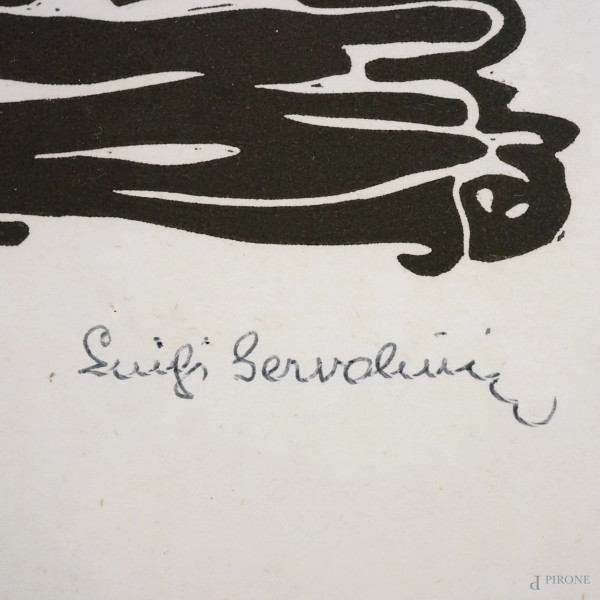 Le mascherine, xilografia, cm 37x30, ES. 22/25, entro cornice