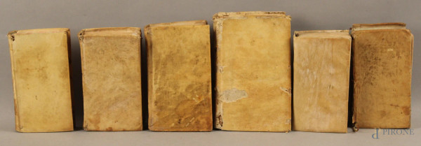 Lotto composto da sei libri del XVIII sec.