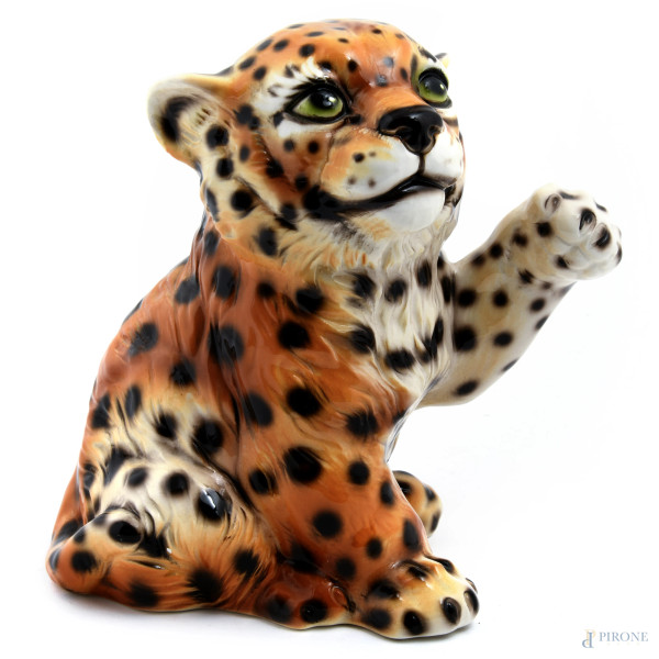 Lotto di cinque sculture di animali in ceramica, XX secolo, altezza massima cm 32, (segni di usur...