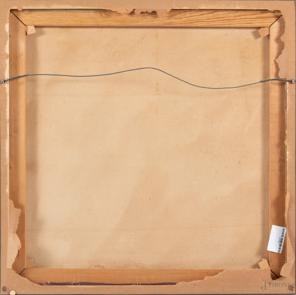 Piccola santa, olio su tela, cm 59,5x59,5, firmato e datato "1944" in basso a destra, entro corni...