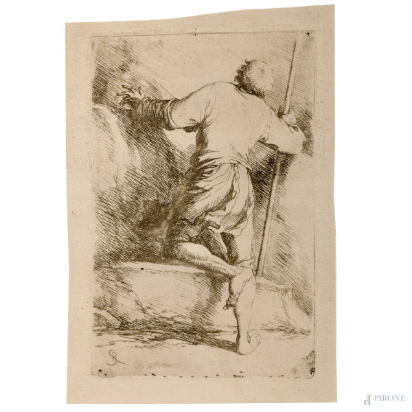 Salvator Rosa (1615 – 1673) Coppia di acqueforti dalla serie "Diverse figure" (1676/77), misure m...