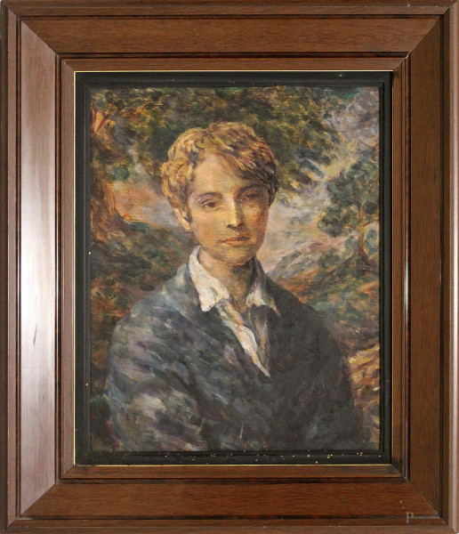 Ritratto di giovane,olio su masonite 43x63 cm,in cornice.
